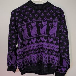 Vintage purple cat sweater